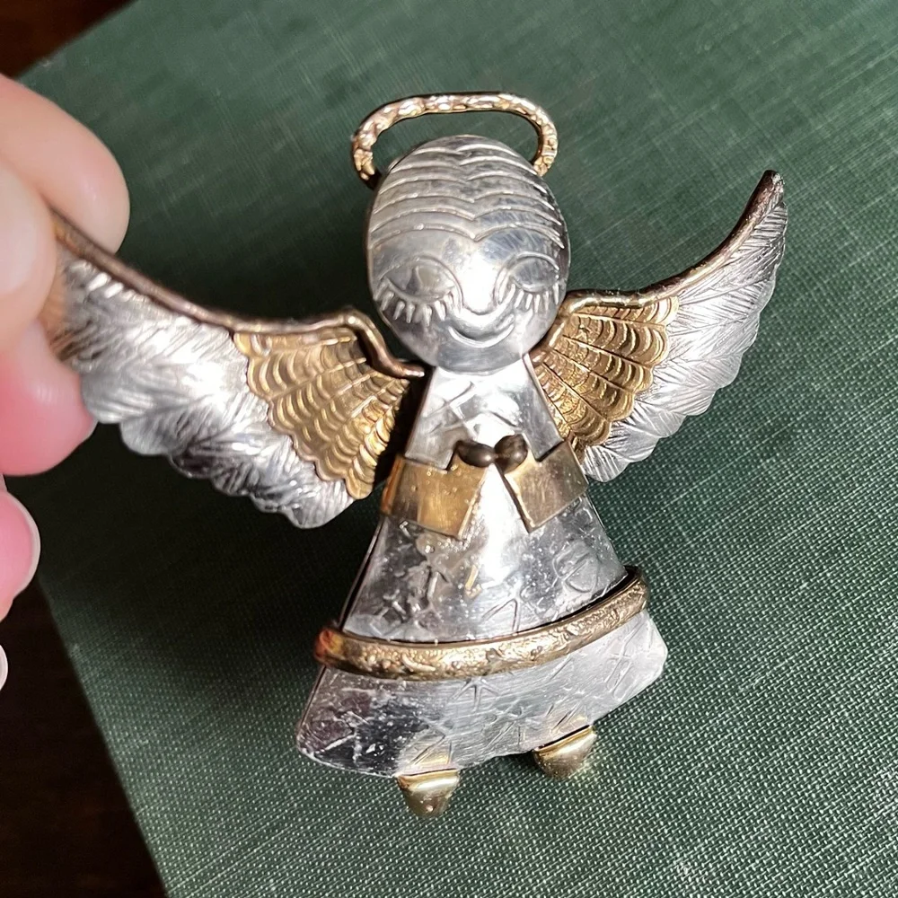 Unique Silver & Gold Metal Angel Pin Made in Mexico